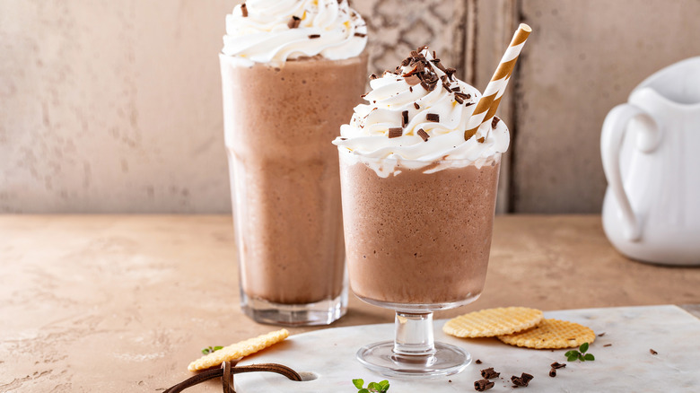 Two chocolate shakes