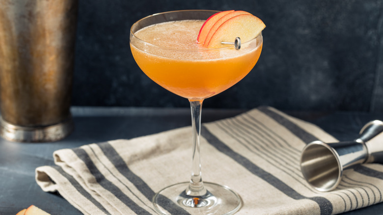 Apple cocktail on a bar top