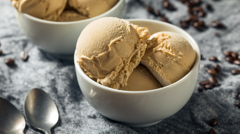 Bowl of coffee ice cream