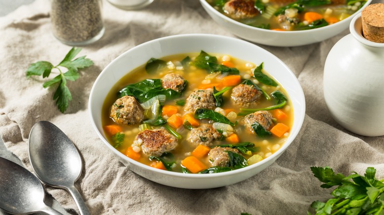 Bowl of Italian wedding soup