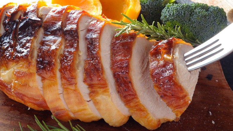 Close-up of roasted turkey breast