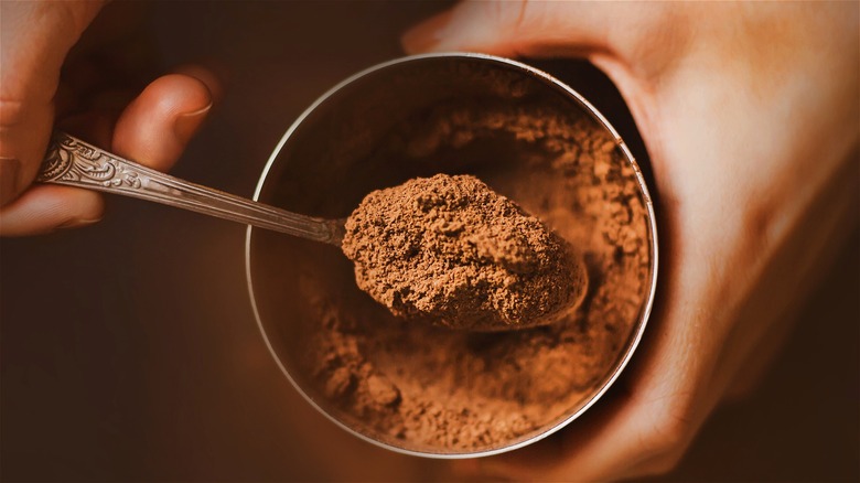 cocoa powder and spoon