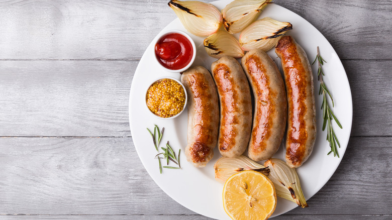 bratwurst sausages on a plate