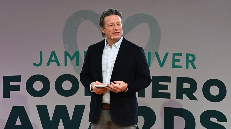 Jamie Oliver at a speaking event