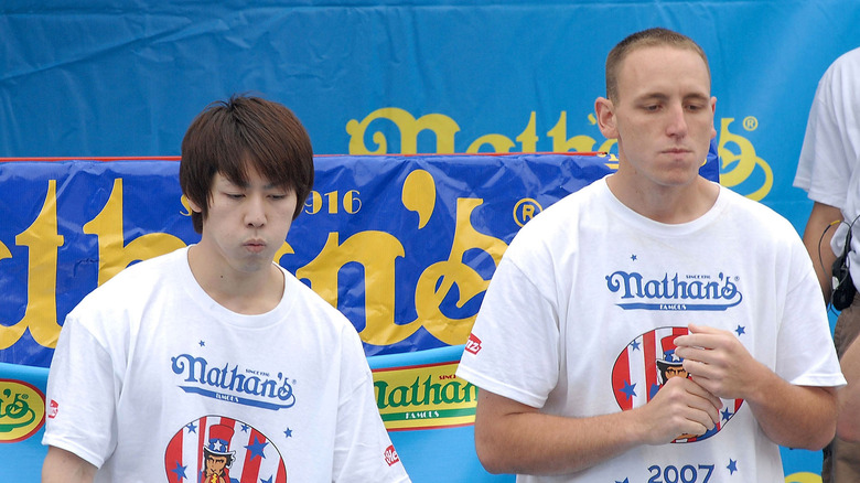 young Joey chestnut and Takeru Kobayashi