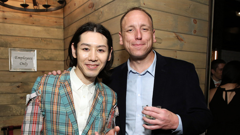 recent photo of Joey Chestnut and Takeru Kobayashi