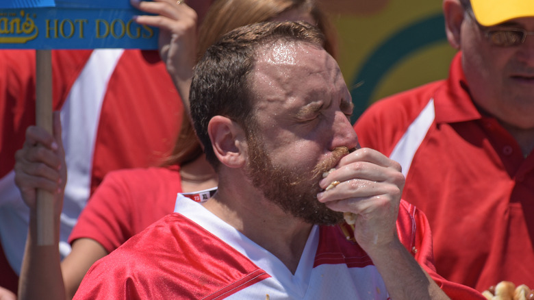 Joey Chestnut eating