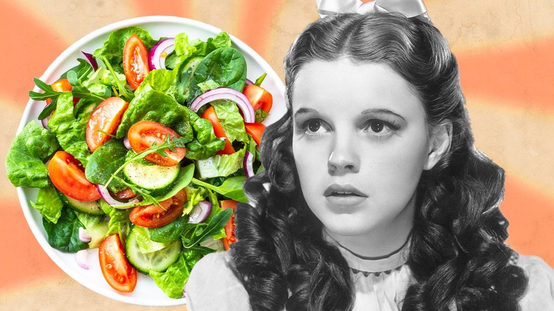 Judy Garland with salad greens