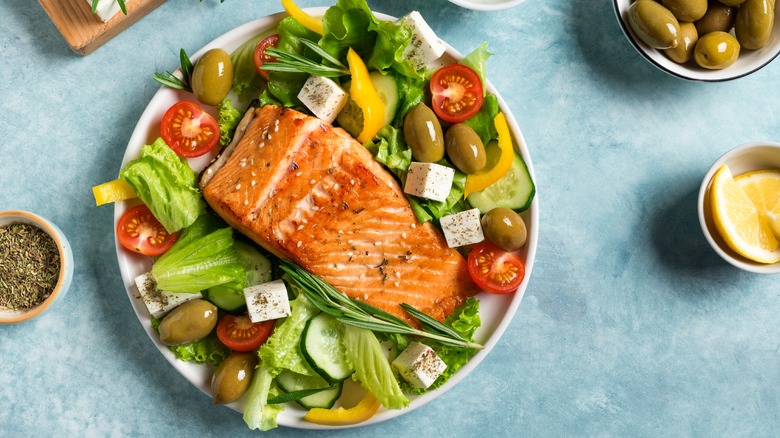 salmon over salad