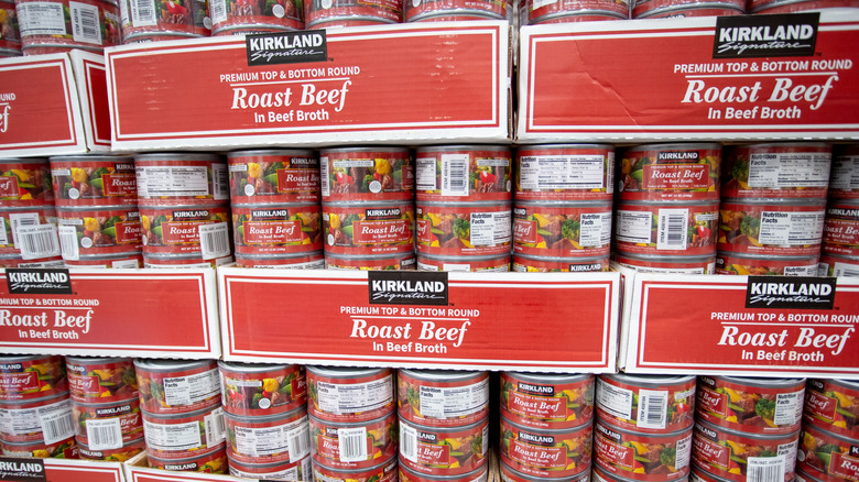 Cans of roast beef at Costco