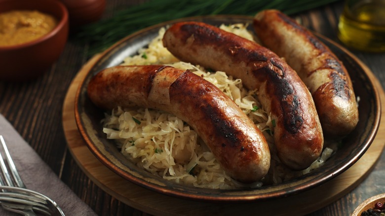 Bratwurst on sauerkraut