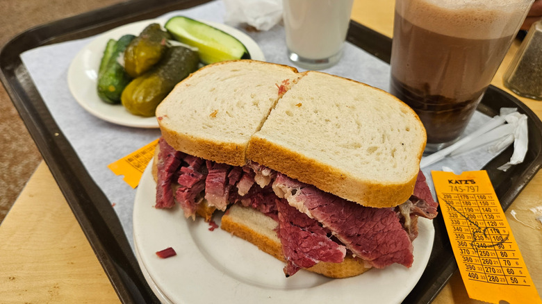 a pastrami sandwich at Katz's Deli in New York City