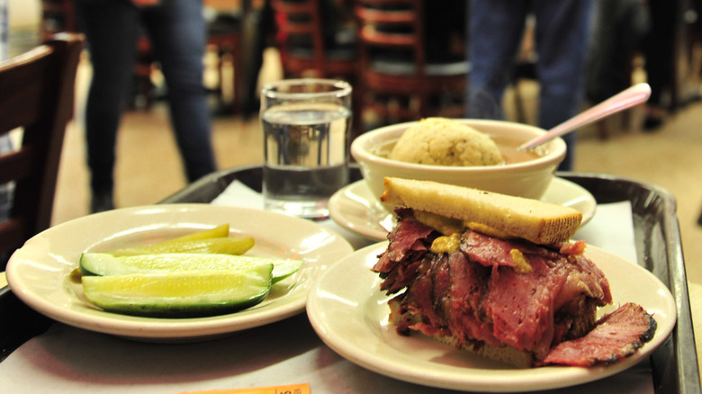 a pastrami sandwich at Katz's Deli in New York City