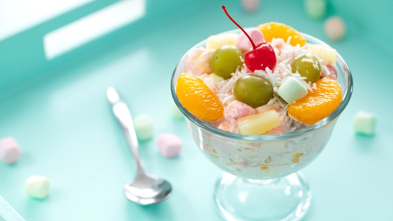 Ambrosia salad in glass