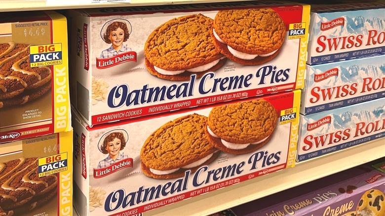 Little Debbie boxed snacks on a store shelf