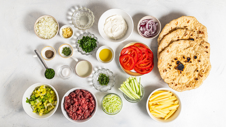 Ingredients for the loaded ground beef gyros recipe