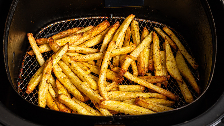 Fries in an air frier basket