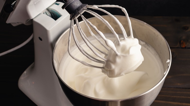 Whipped egg whites in a stand mixer