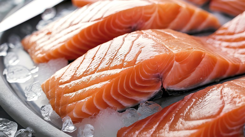 Fresh raw salmon fillets