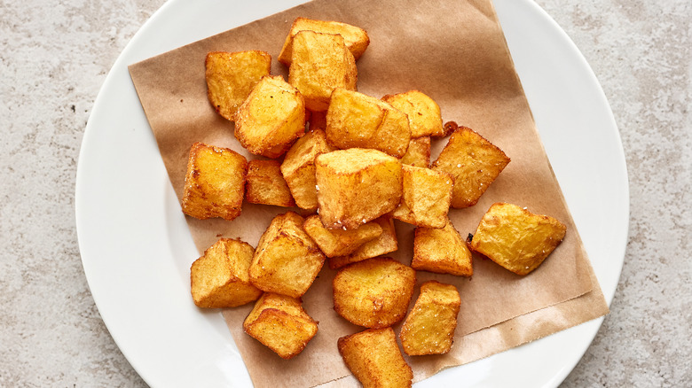 plate of crispy potato chunks