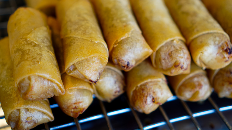 Spring rolls on a tray