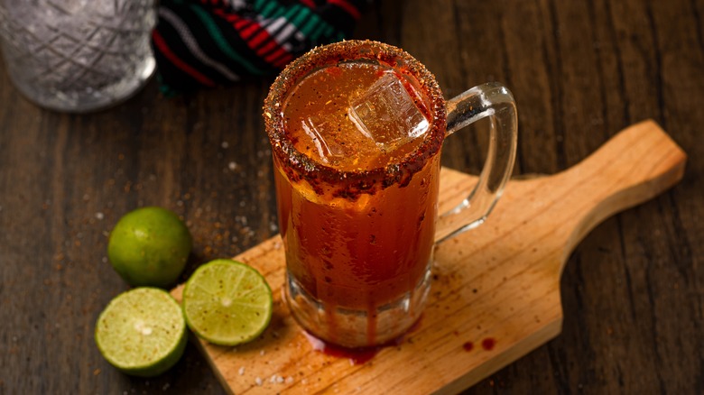 Iced michelada cocktail