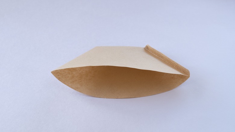 Top-down view of folded coffee filter