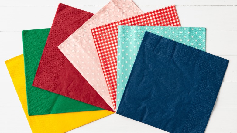 Colorful paper napkins in a spiral shape