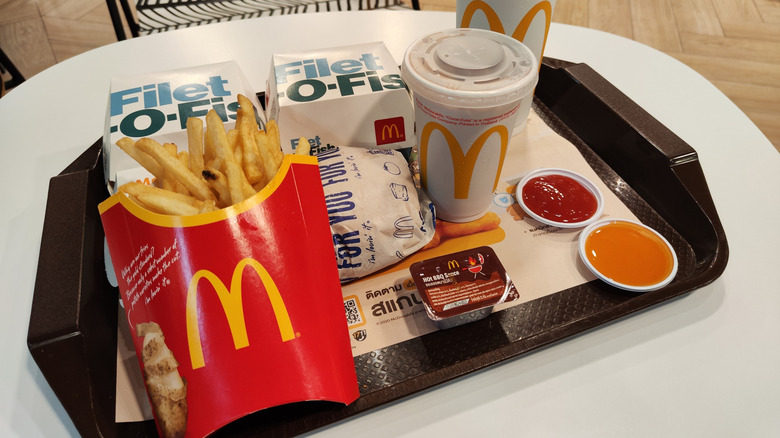 Filet-O-Fish meal with various sauces