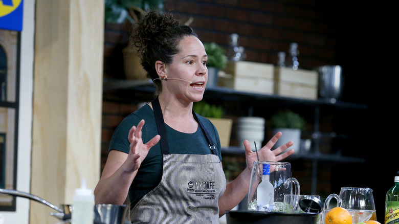 Stephanie Izard does a cooking demonstration 