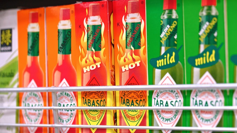 Tabasco sauce on store shelf