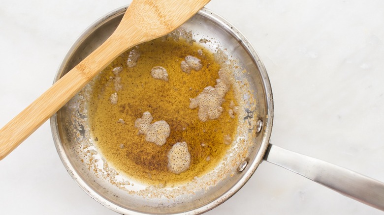 Brown butter in a skillet