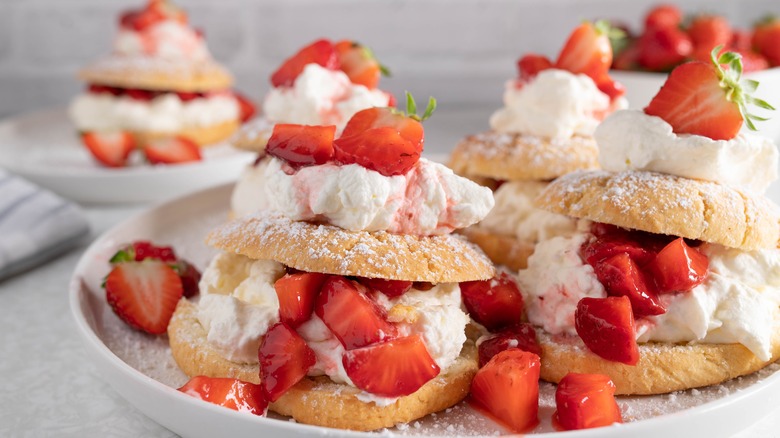 Strawberry shortcakes on a platter