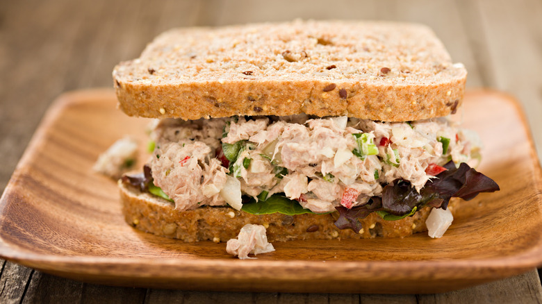 Closeup of tuna sandwich