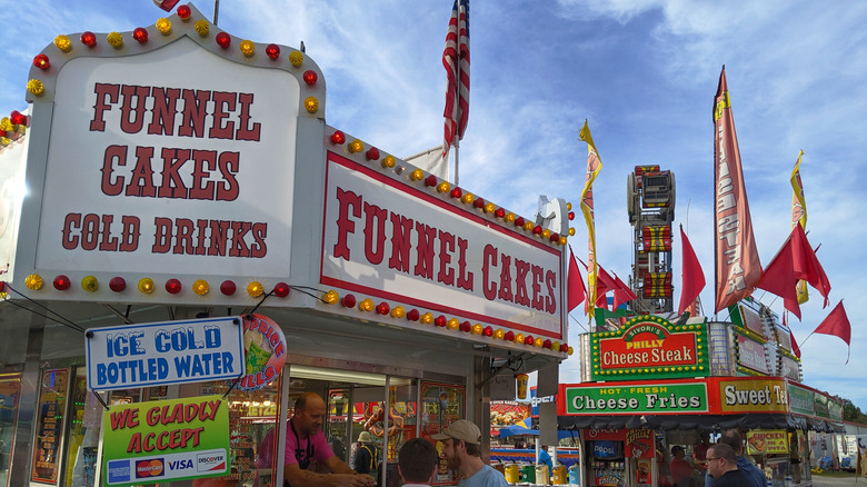 Food booths at amusement park