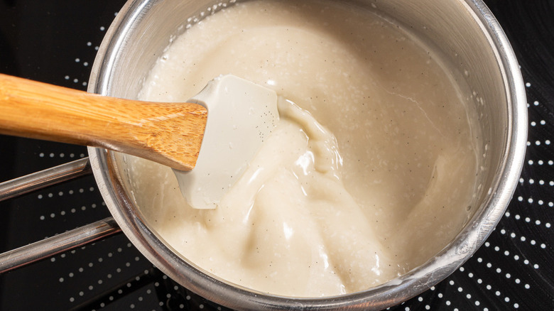 white pudding in metal pot