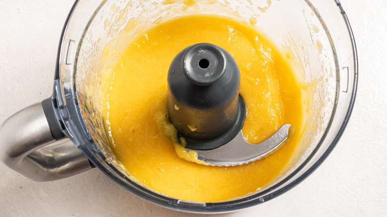 pureed mango in food processor