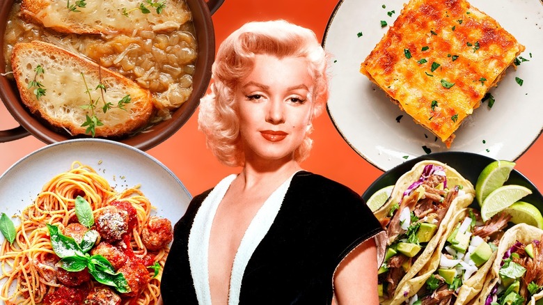 Marilyn Monroe with favorite foods