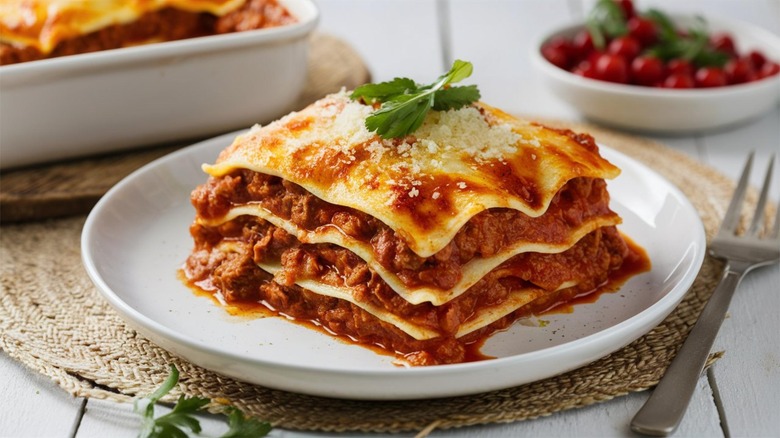 Lasagna on a plate