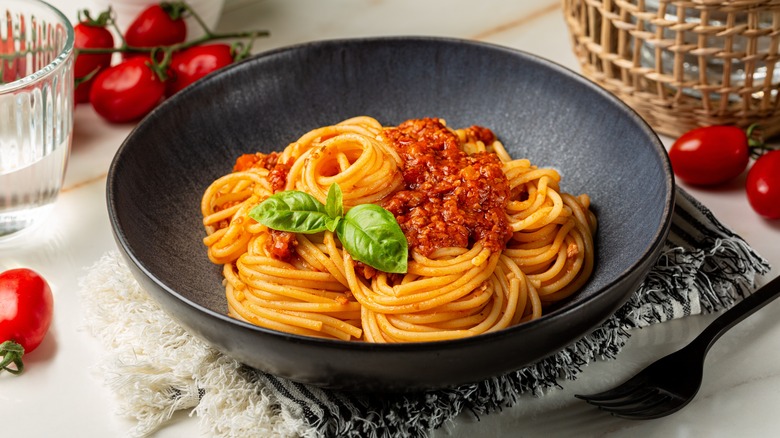 Spaghetti in a bowl