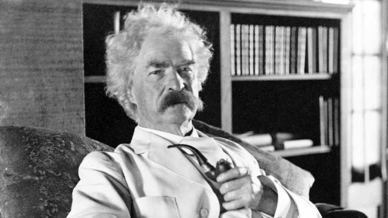 Mark Twain in chair