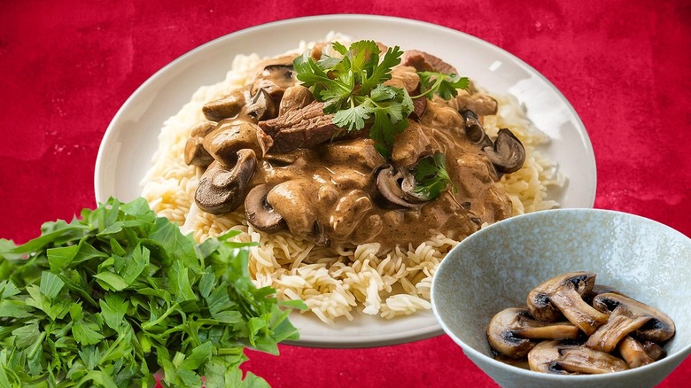 Beef Stroganoff with mushrooms