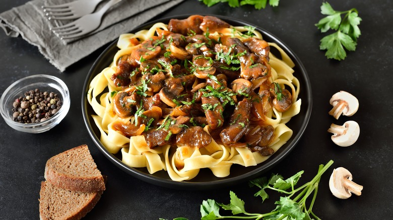 Beef Stroganoff with fresh herbs