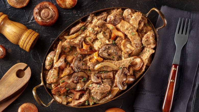 Beef Stroganoff in a pot