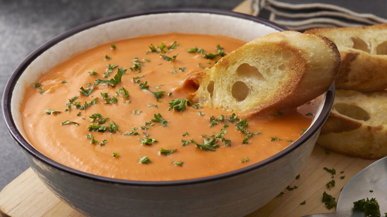 Tomato soup with bread