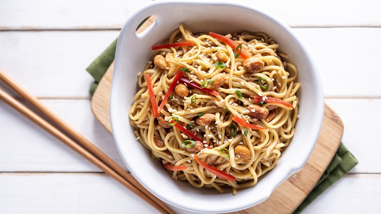 bowl of Asian pasta salad