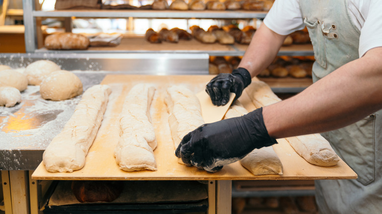 Baking scaling and shaping loaves of bread