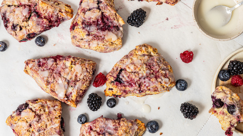 Mixed berry scones with fresh berries