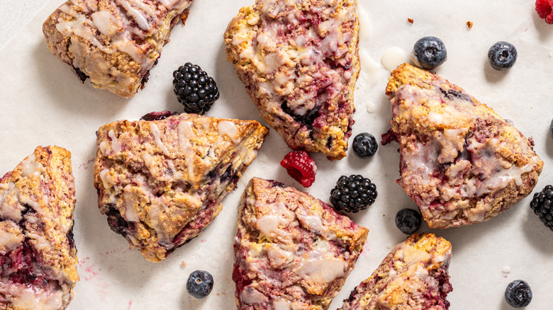 Mixed berry scones with fresh berries