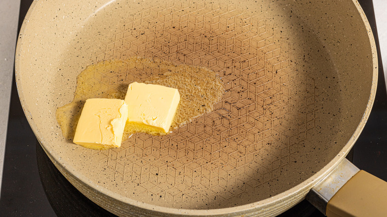 Butter melting on a skillet